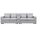 Lancaster 114" Sofa with Console - Light Gray Fabric - Solid Wood Frame - CAB3935