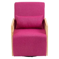 Verdani Accent Chair - Rose Red Linen - Swivel 