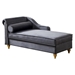 Dawnflower Chaise Lounge with Storage - Grey Velvet - Gold Metal Legs - CAB3939