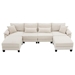 Camberwell 133" Sectional Sofa - 6 Seat Reversible with Armrest Bags - Beige Corduroy - Solid Wood Frame and Legs - CAB3944