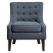 Quinby Accent Chair with Solid Wood Frame - Textured Blue Fabric Upholstery - Dark Brown Finish Legs - CAB3945