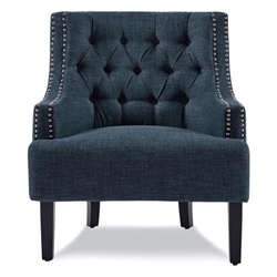 Orchard Accent Chair - Textured Indigo Fabric - Black Finish Legs 