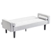 Floremia 71" Futon Sofa Bed Convertible with Armrests - Light Grey Velvet - Solid Wood Legs