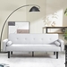 Floremia 71" Futon Sofa Bed Convertible with Armrests - Light Grey Velvet - Solid Wood Legs - CAB3970