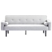 Floremia 71" Futon Sofa Bed Convertible with Armrests - Light Grey Velvet - Solid Wood Legs - CAB3970