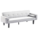 Floremia 71" Futon Sofa Bed Convertible with Armrests - Light Grey Velvet - Solid Wood Legs - CAB3970