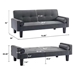 Floremia 71" Futon Sofa Bed Convertible with Armrests - Light Grey Velvet - Solid Wood Legs - CAB3970