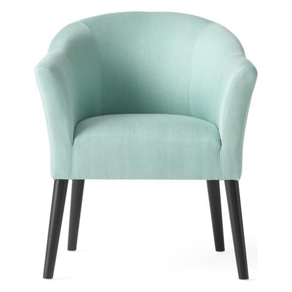 Pulsezza Accent Chair - Light Blue Upholstery - Black-Finished Legs 