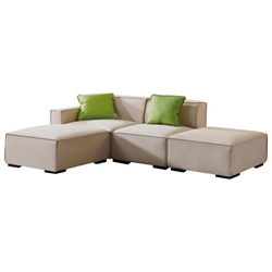 Hanford 96" Sectional Sofa - Beige Linen-like Fabric 