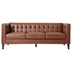 Vallenso 75" Faux Leather Sofa - 3 Seater with Tufted Back - Light Brown Polyurethane - Birch Wood Legs