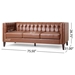 Vallenso 75" Faux Leather Sofa - 3 Seater with Tufted Back - Light Brown Polyurethane - Birch Wood Legs - CAB3987