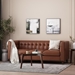 Vallenso 75" Faux Leather Sofa - 3 Seater with Tufted Back - Light Brown Polyurethane - Birch Wood Legs - CAB3987