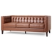 Vallenso 75" Faux Leather Sofa - 3 Seater with Tufted Back - Light Brown Polyurethane - Birch Wood Legs - CAB3987