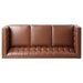 Vallenso 75" Faux Leather Sofa - 3 Seater with Tufted Back - Light Brown Polyurethane - Birch Wood Legs - CAB3987