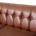 Vallenso 75" Faux Leather Sofa - 3 Seater with Tufted Back - Light Brown Polyurethane - Birch Wood Legs - CAB3987