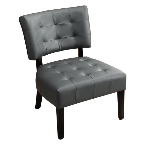 Bloomhaven Accent Chair - Gray Blended Leather Tufted - Oversized Seating 