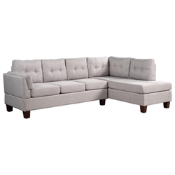 Glasgow 97" Sectional Sofa with Right Facing Chaise - Light Gray Linen - Coffee Brown Finish Legs 