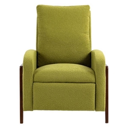 Brookside Recliner Chair - Olive Green Boucle - Solid Hardwood Frame 