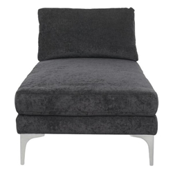 Caelux Chaise Lounge - Black Fabric - Silver Bracket Legs 