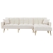 Kaius 107" Sectional Sofa Bed - Cream White Velvet - Golden Metal Legs - CAB4001