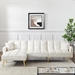 Kaius 107" Sectional Sofa Bed - Cream White Velvet - Golden Metal Legs - CAB4001