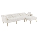 Kaius 107" Sectional Sofa Bed - Cream White Velvet - Golden Metal Legs - CAB4001