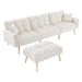 Kaius 107" Sectional Sofa Bed - Cream White Velvet - Golden Metal Legs - CAB4001