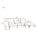 Kaius 107" Sectional Sofa Bed - Cream White Velvet - Golden Metal Legs - CAB4001