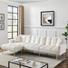 Kaius 107" Sectional Sofa Bed - Cream White Velvet - Golden Metal Legs - CAB4001