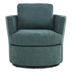 Vista Point Swivel Accent Chair - Emerald Polyester - Black Iron Legs