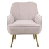 Lanchester Mid-Century Modern Accent Chair - Beige Velvet - Golden Iron Legs