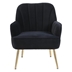 Lanchester Mid-Century Modern Accent Chair - Black Velvet - Golden Iron Legs