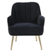 Lanchester Mid-Century Modern Accent Chair - Black Velvet - Golden Iron Legs - CAB4011