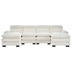 Tessa 111" Sectional Sofa with 2 Single Seats and 2 Chaise - White Chenille Fabric - Black Wood Legs