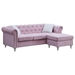 Pandora 82" Sofa with Chaise - Pink Velvet - Hand Painted Wood Legs - CAB4025