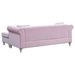 Pandora 82" Sofa with Chaise - Pink Velvet - Hand Painted Wood Legs - CAB4025