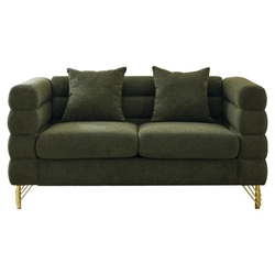 Luminari 60" Sectional Loveseat - 2 Seater - Green Teddy - Streamline Modern Design 