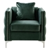 Highcroft 34" Green Velvet Chair with 1 Pillow - Chrome Metal Legs