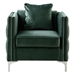 Highcroft 34" Green Velvet Chair with 1 Pillow - Chrome Metal Legs - CAB4034