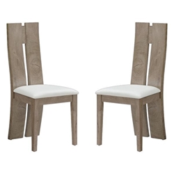 Aber Dining Chair - Natural & Light Brown Rubber Wood Frame with Polyurethane Leather Cushion - Set of 2 