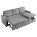 Auroridge 78" Sleeper Sofa Bed - Reversible Sectional with Storage Chaise and Side Storage Bag - Grey - CAB4044