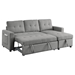 Auroridge 78" Sleeper Sofa Bed - Reversible Sectional with Storage Chaise and Side Storage Bag - Grey - CAB4044