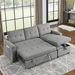 Auroridge 78" Sleeper Sofa Bed - Reversible Sectional with Storage Chaise and Side Storage Bag - Grey - CAB4044