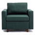 Xala Single Seat Module Sofa Sectional Couch - Green Linen - Rubberwood Frame and Legs