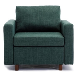 Xala Single Seat Module Sofa Sectional Couch - Green Linen - Rubberwood Frame and Legs 