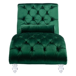 Kendal Accent Sofa - Emerald Velvet Fabric - Solid Acrylic Legs 