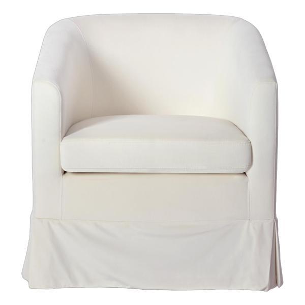 Eleganza 27" Wide Swivel Chair - White Velvet Fabric - Solid Wood Frame 