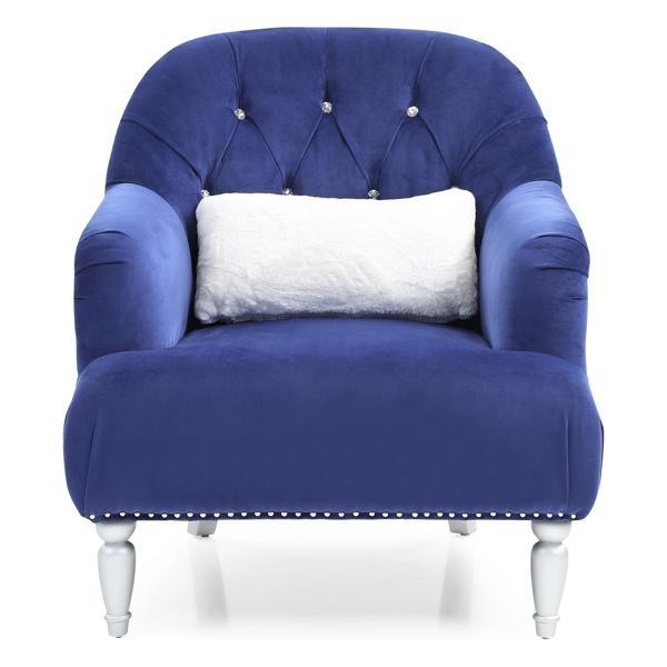 Vermonta Jewel Accent Chair with Soft Micro Suede Velvet - Blue - Painted Legs 