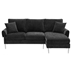 Eastside 84" Sectional Sofa - Convertible L-Shaped - Black Chenille - Metal Legs