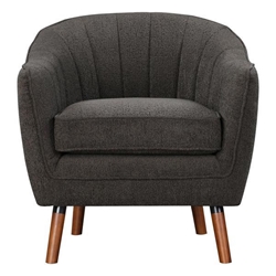 Marigold Accent Chair - Mid-Century Modern - Charcoal Chenille Upholstery - Brown Wood Legs 